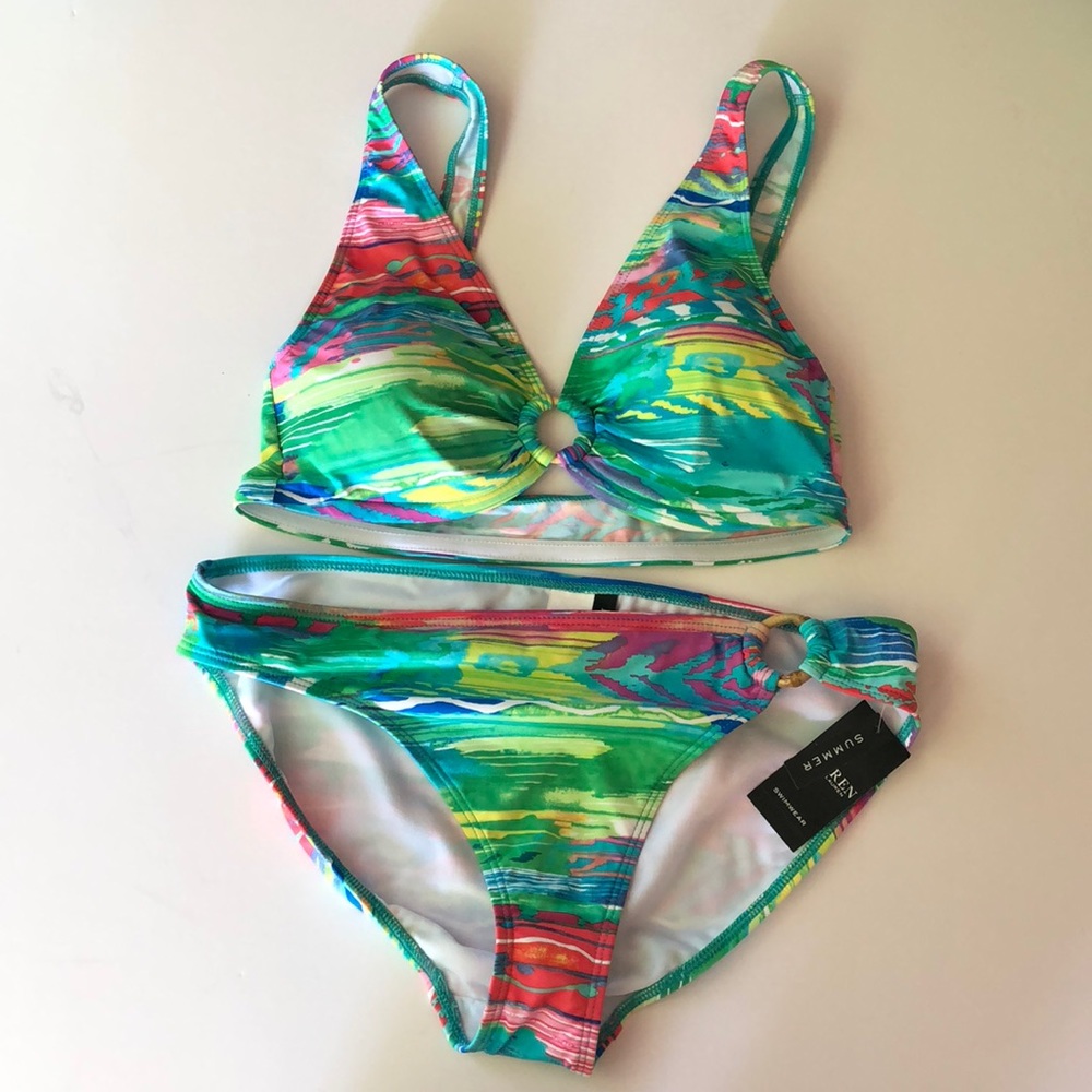 Ralph Lauren Multicolor Green Blue Pink Bikini Set